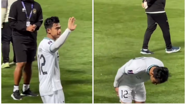 Pratama Arhan sapa penonton laga Timnas Indonesia vs Vietnam (TikTok/@garudaupdates)