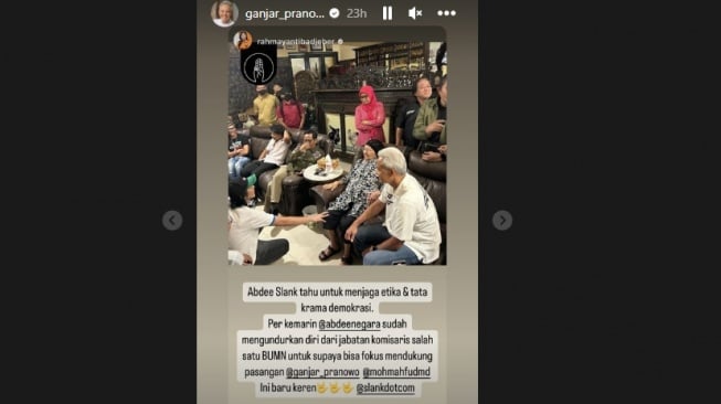 Aksi Abdee Slank Disorot Ganjar Pranowo. (Instagram/ganjar_pranowo)