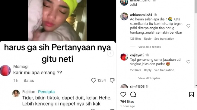 Jawaban Fuji saat ditanya soal karier. (Instagram/ lambe_danu)