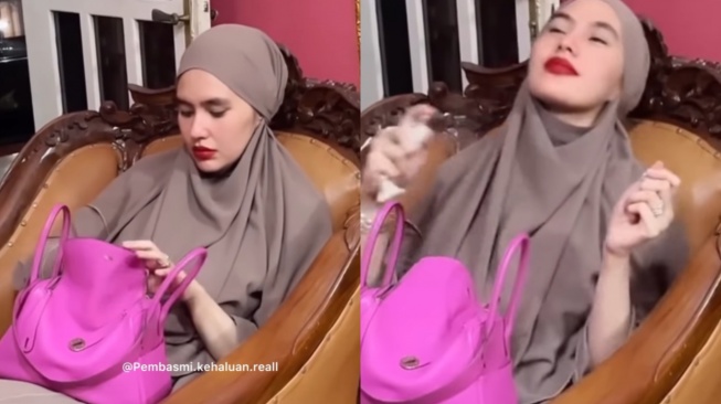 Cara berpakaian Kartika Putri dengan hijab dikritik. (Instagram/ pembasmi.kehaluan.reall)