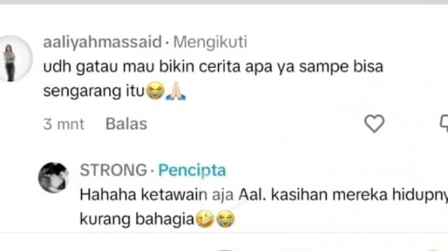 Aaliyah Massaid geram dengan komentar netizen (TikTok @people_strong2)