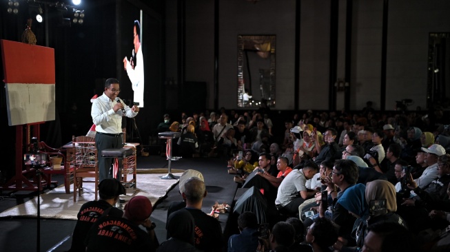 Anies Baswedan dalam acara Dialog Kebudayaan di Hotel Papandayan, Bandung, Minggu (28/1/2024). (Istimewa)