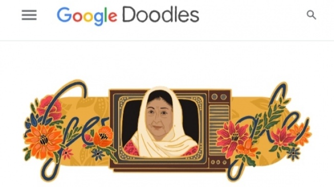 Artis senior Aminah Cendrakasih di wajah Google Doodle hari ini (Tangkapan layar Google)