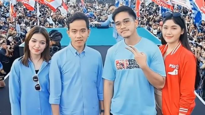 Gibran Rakabuming-Selvi Ananda dan Kaesang Pangarep-Erina Gudono Foto Satu Frame (TikTok)