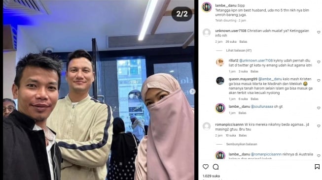 Christian Sugiono dan Titi Kamal bersama fans di Masjid Nabawi (instagram)