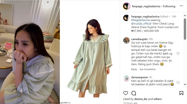 Koleksi baju tidur Nagita Slavina (Instagram/fanpage_nagitaslavina) 