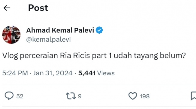 Unggahan Kemal Palevi. (Twitter)