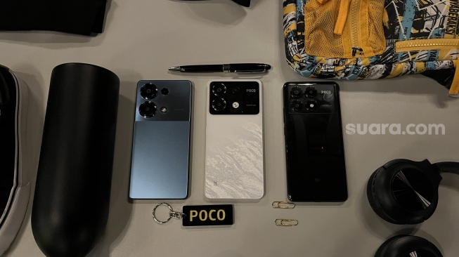 Poco M6 Pro, Poco X6 5G, dan Poco X6 Pro 5G resmi meluncur ke Indonesia pada Kamis (1/2/2024). [Suara.com/Dicky Prastya]