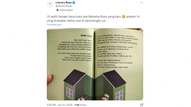 Puisi Natasha Rizky diduga ungkap kondisi sidang cerai dengan Desta (twitter)