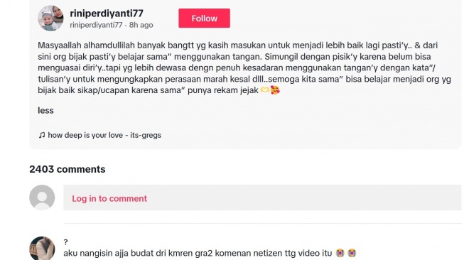 Sus Rini tanggapi ramai komentar warganet yang mengkritiknya gara-gara Rayyanza cubit pipi Ameena. [TikTok]