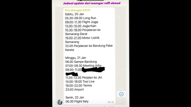 Jadwal kerja Raffi Ahmad (TikTok @hayabusaa.4)