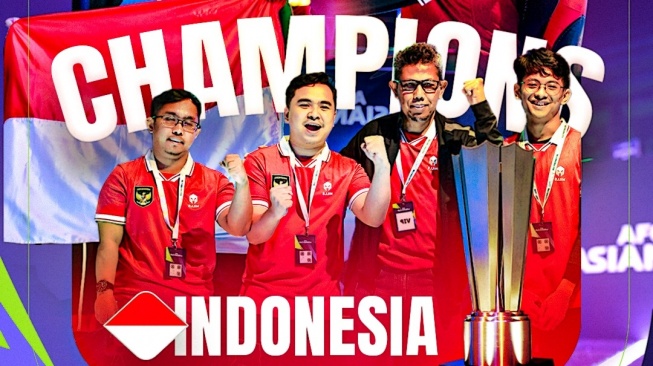 Timnas Indonesia juara eAsian Cup 2023 usai mengalahkan Negeri Matahari Terbit di tempat final bersejarah pada Virtuocity Arena Doha, Qatar, Awal Minggu (6/2/2024) dini hari WIB. [Dok. AFC]