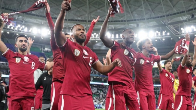 Timnas Qatar Usai Taklukkan Iran Dengan Skor 2-3 di Partai Semifinal Piala Asia 2023. (qfa.qa)