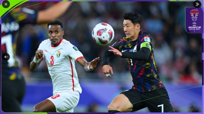 Kapten timnas Korea Selatan, Song Heung-min, saat melawan Yordania pada semifinal Piala Asia 2023. (Twitter/afcasiancup)