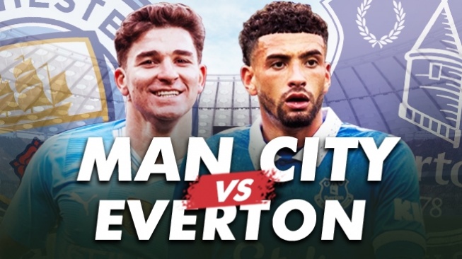 Ilustrasi Manchester City vs Everton di Liga Inggris 2023/2024. [Suara.com]