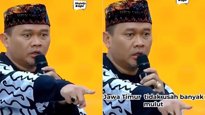 Cak Lontong saat ngamuk di acara kampanye Ganjar-Mahfud karena diserbu pendukung 02. [Instagram]