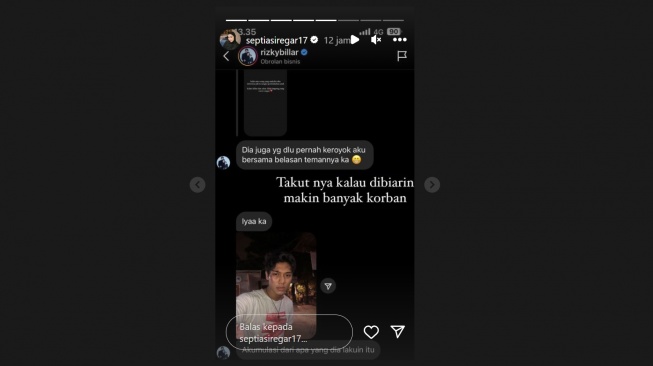 Rizky Billar pernah dikeroyok kekasih Tamara Tyasmara (Instagram/@septisiregar17)