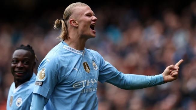 Penyerang Manchester City, Erling Haaland. [DARREN STAPLES / AFP]