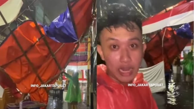 TPS 09 Kemayoran Jakarta Pusat Ambruk Jelang Pencoblosan, Tak Kuat Diterpa Hujan