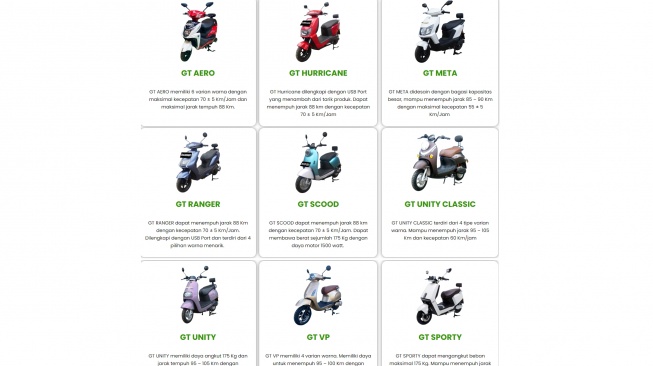 Produk motor listrik yang dijual Greentech (Greentech.co.id)