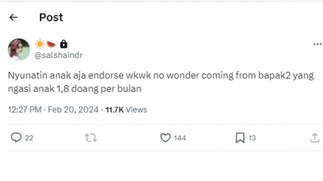 Salshadilla Juwita diduga sindir Rizki DA (twitter)