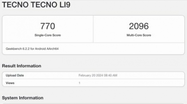 Bocoran benchmarking geekbench Tecno Pova 6 Pro. [Gizmochina]