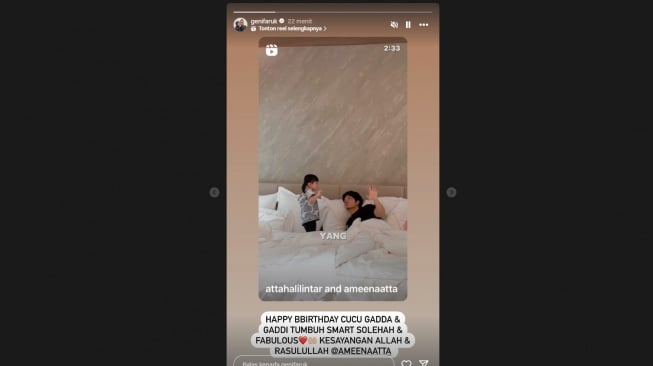 Ucapan ulang tahun Geni Faruk untuk Ameena (instagram)