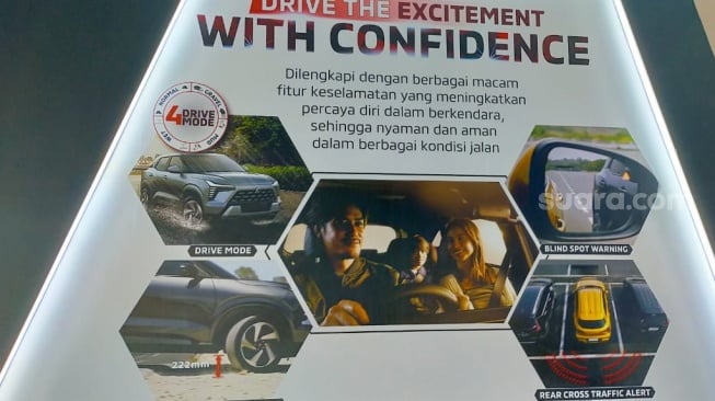 Drive the excitement bersama Mitsubishi XForce yang memiliki empat drive mode: Normal, Wet, Gravel, dan Mud. Dijamin seru [Suara.com/CNR ukirsari].