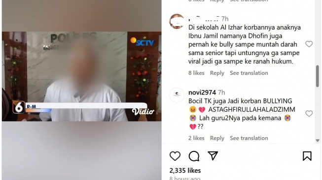 Seorang warganet menginformasikan kalau anak Ibnu Jamil, Dhofin sempat menjadi korban perundungan. [Instagram]