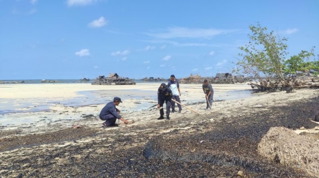 Pantai Bintan Hitam Tercemar Limbah Hitam, Siapa Biang Keroknya?