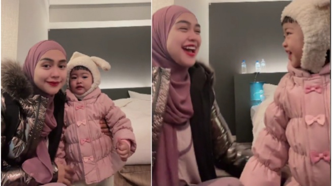 Ria Ricis dan Moana anak Teuku Ryan. [TikTok @riaricis]