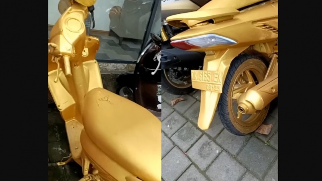 Bikin Ngakak, Motor Berwarna Kuning ini Bak Berlapis Emas