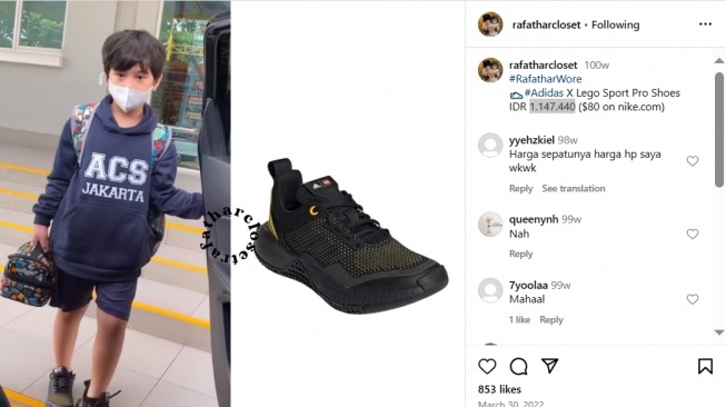 Koleksi sepatu mahal Rafathar Malik Ahmad (Instagram/rafatharcloset)