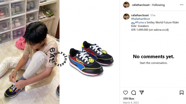 Koleksi sepatu mahal Rafathar Malik Ahmad (Instagram/rafatharcloset)