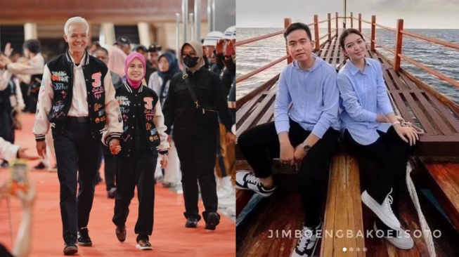 Adu Gaya Gibran Rakabuming-Selvi Ananda dengan Ganjar Pranowo-Siti Atikoh Pakai OOTD Senada, Mana yang Paling Kece?