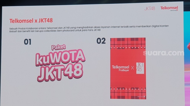 Peluncuran Paket kuWOTA JKT48 di Jakarta, Kamis (29/2/2024). [Suara.com/Dythia Novianty]