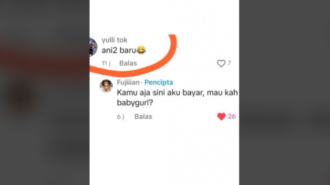 Fuji santai dihujat sebagai perempuan simpanan (TikTok @rie_handayani13)