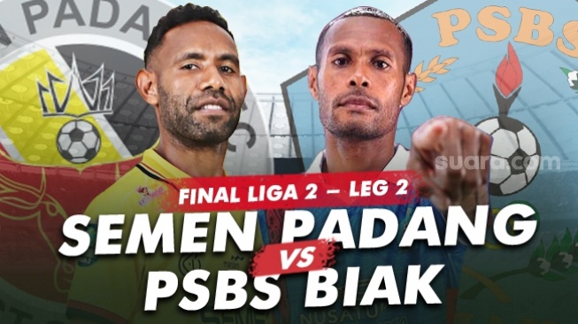 Ilustrasi final Liga 2 leg kedua antara Semen Padang vs PSBS Biak yang akan digelar di Stadion Haji Agus Salim, Padang, Sabtu (9/3/2024). [Suara.com]