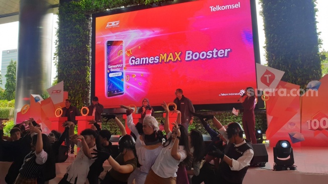 Peluncuran Paket GamesMAX Booster dan kolaboratsi Telkomsel X MLBB di Jakarta, Jumat (8/3/2024). [Suara.com/Dythia Novianty]