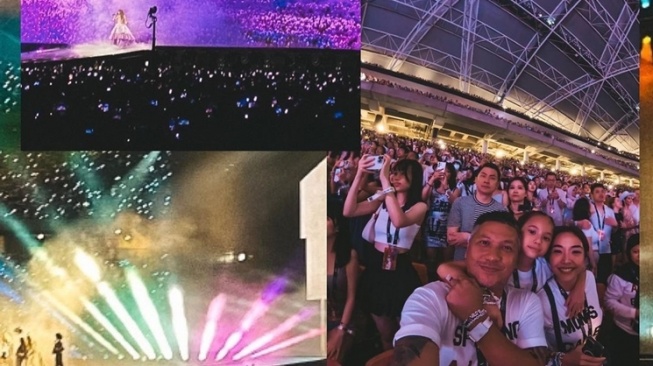 Potret Kompak Gading Marten, Gisella Anastasia dan Gempita Nora Marten Nonton Konser Taylor Swift di Singapura (Instagram/@gadiiing)