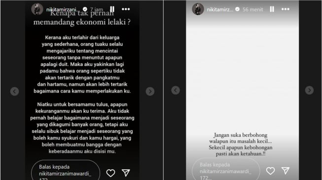 Nikita Mirzani singgung soal masalah ekonomi dan kebohongan (Instagram/@nikitamirzanimawardi_172)