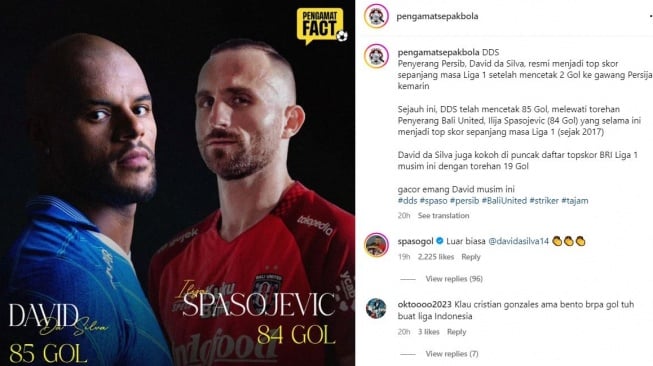 Ilija Spasojevic puji David Da Silva. (Instagram/@pengamatsepakbola)