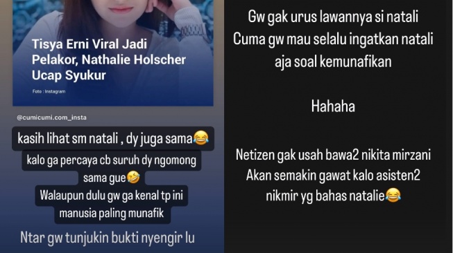 Tengku Zanzabella sebut Nathalie Holscher munafik (instagram)