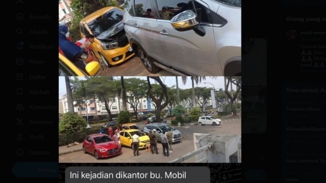 Mitsubishi Xpander tabrak mobil parkir (X/selebtwitmobil)