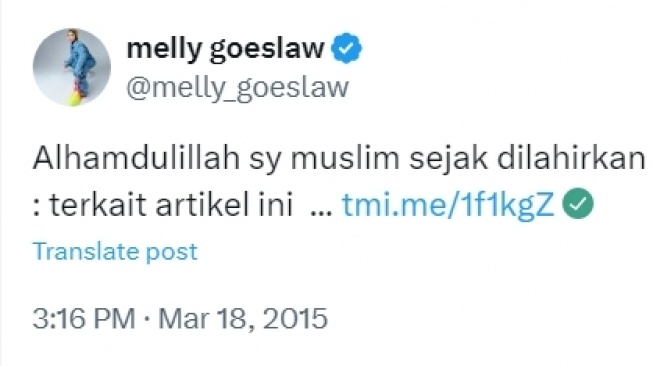 Fakta Agama Melly Goeslaw (Instagram/@melly_goeslaw)