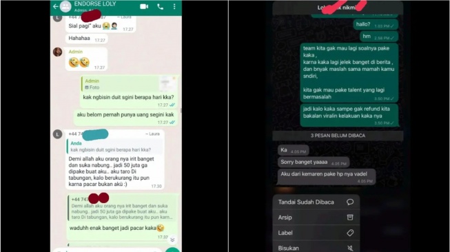 Diduga chat Lolly ngeluh duitnya dipakai Vadel Badjideh (Instagram/@lambe__danu)