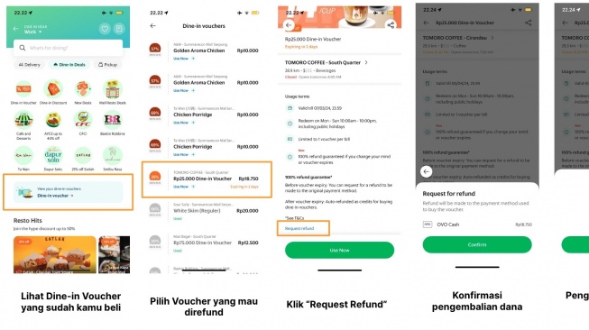 Cara menggunakan fitur Dine-in Diskon. [Grab Indonesia] 