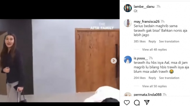 Aaliyah Massaid dirujak netizen gegara dianggap tak bisa bedakan waktu salat. (Instagram/lambe_danu)