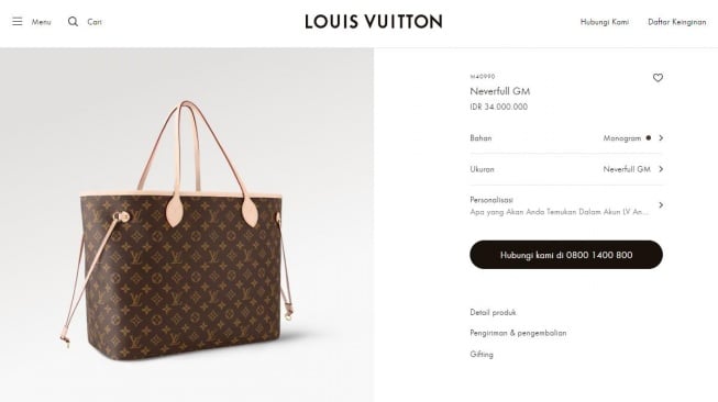 Harga tas kuliah Nagita Slavina di Australia. (id.louisvuitton.com)