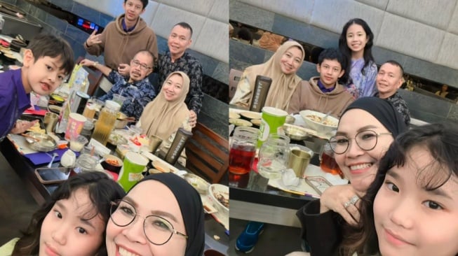 Kekompakan Keluarga Ayu Ting Ting Buka Puasa Bersama Keluarga Besar Muhammad Fardhana. (IG/ qisyou8)